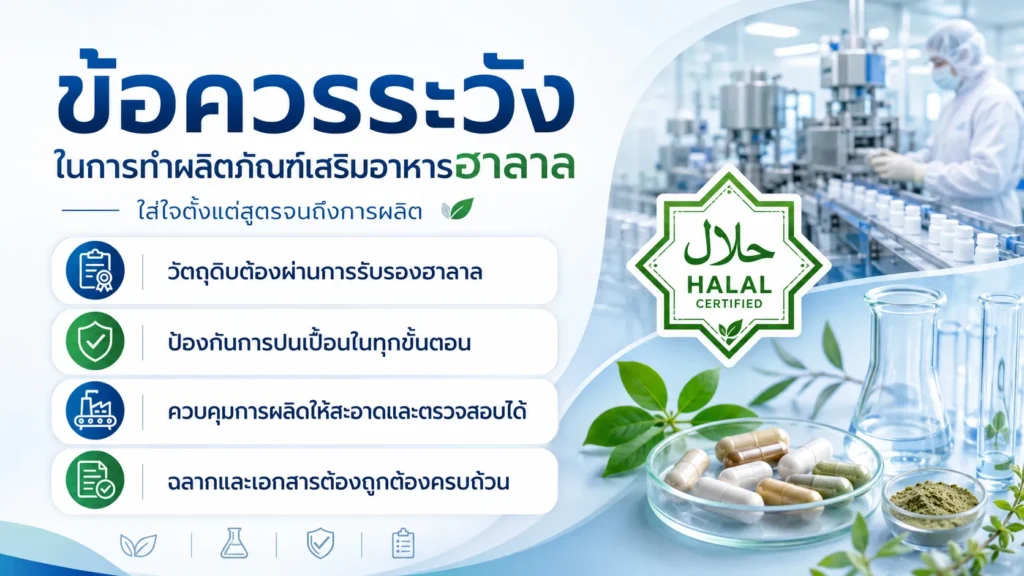 ข้อควรระวังในการทำผลิตภัณฑ์เสริมอาหารฮาลาล